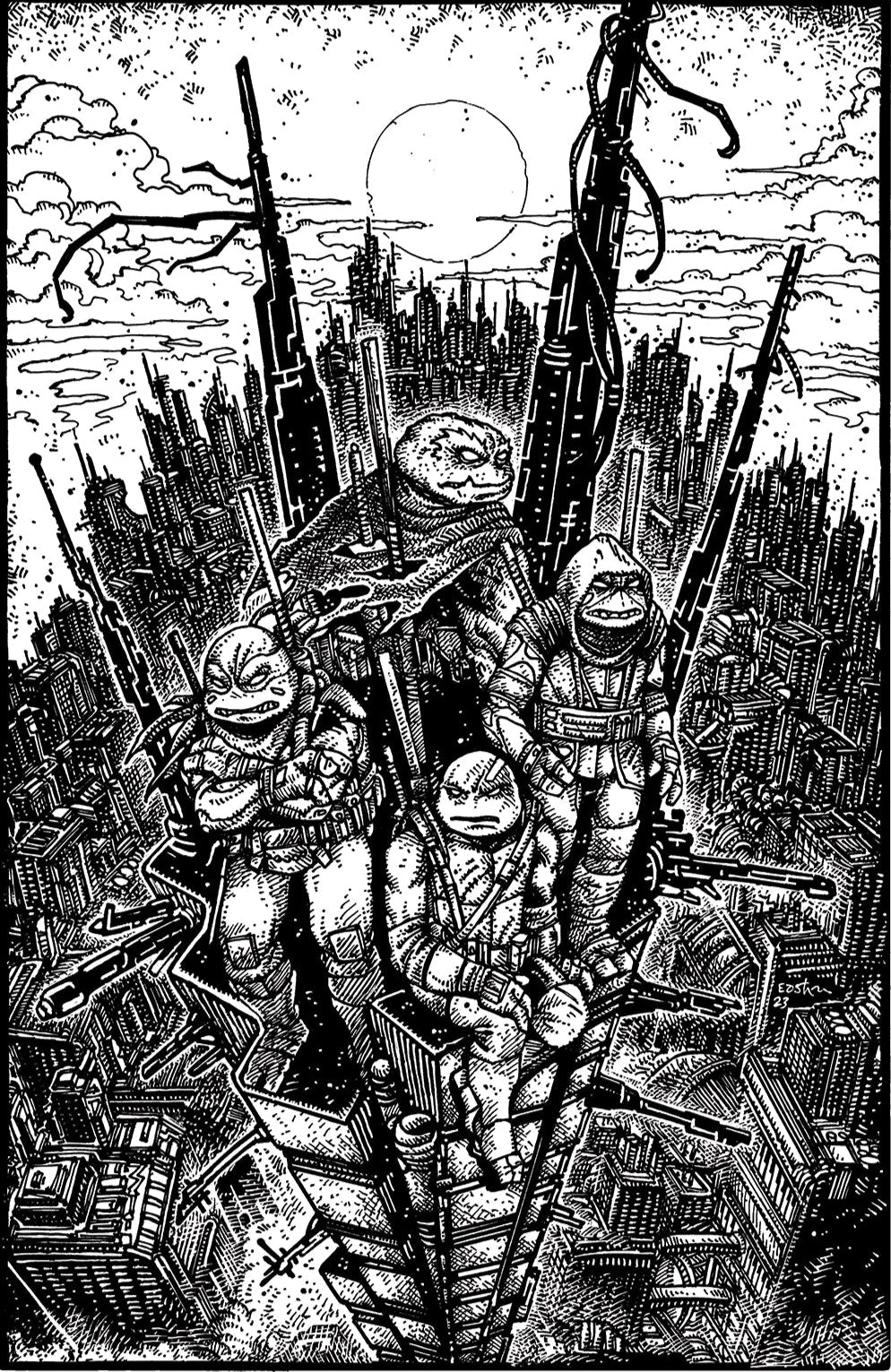 Teenage Mutant Ninja Turtles Re-Evolution B&W Litho